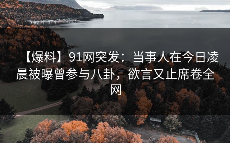 【爆料】91网突发：当事人在今日凌晨被曝曾参与八卦，欲言又止席卷全网