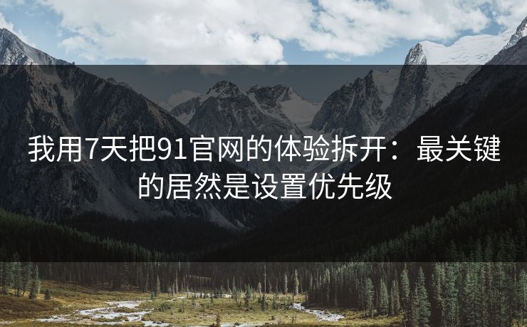 我用7天把91官网的体验拆开:最关键的居然是设置优先级 我用7天把91官网的体验拆开:最关键的居然是设置优先级