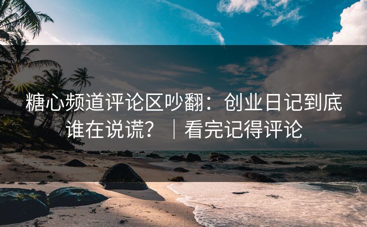 糖心频道评论区吵翻：创业日记到底谁在说谎？｜看完记得评论